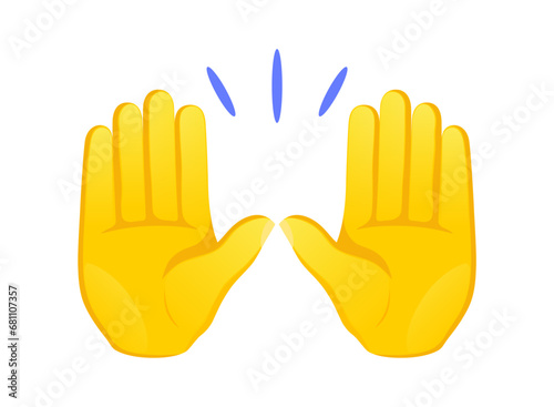 Raising yellow hands icon vector illustration.
