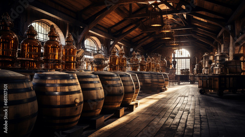 wine cellar with barrels