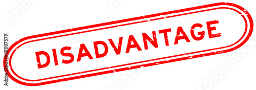 Grunge red disadvantage word rubber seal stamp on white background