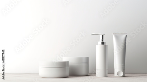 Beauty and cosmetics skincare advertising concept. white background. with empty copy space, mock-up © Uwe
