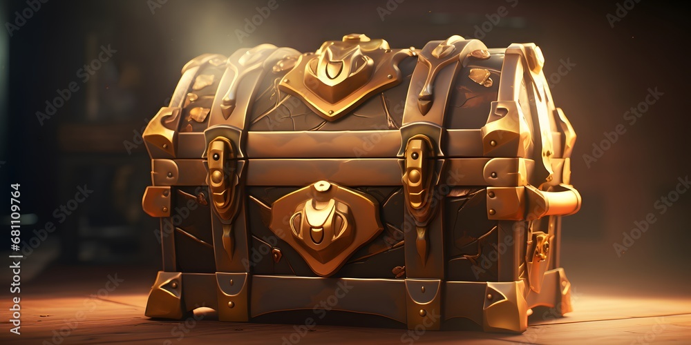 Naklejka premium Treasure chest 3D illustration. Trove 3D illustration