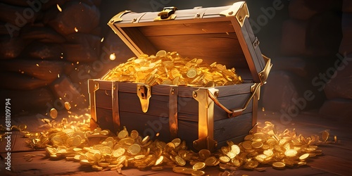 Treasure chest 3D illustration. Trove 3D illustration photo