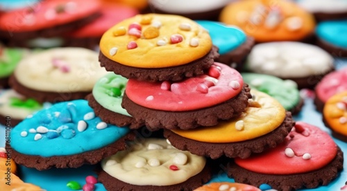 delicious sweets on abstract background, sweets, chocoltae, donuts, sweet colored biscuits