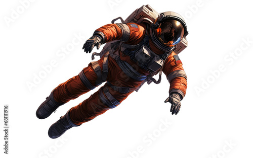 Realistic Space Explorer in Focus on a Clear Surface or PNG Transparent Background. © Usama