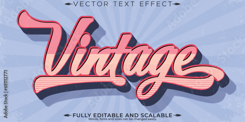 Vintage text effect, editable retro and classic customizable font style photo