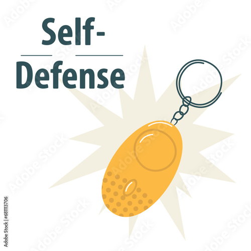 Self defense alarm, siren, personal safety, illustration on the white background