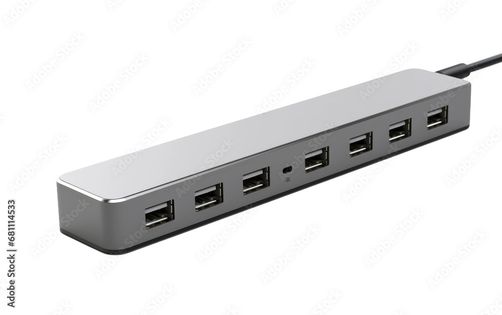 Digital Hub Realistic USB C Hub on a Clear Surface or PNG Transparent Background. Digital Hub Realistic USB C Hub on a Clear Surface or PNG Transparent Background.