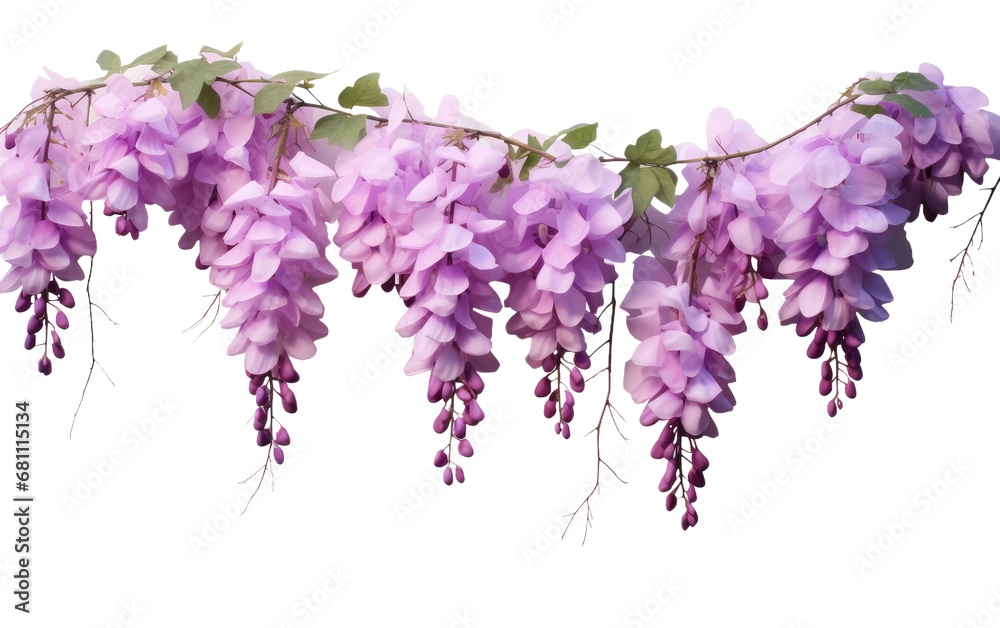 Naklejka premium A Realistic Glimpse of Whispering Wisteria on a Clear Surface or PNG Transparent Background.