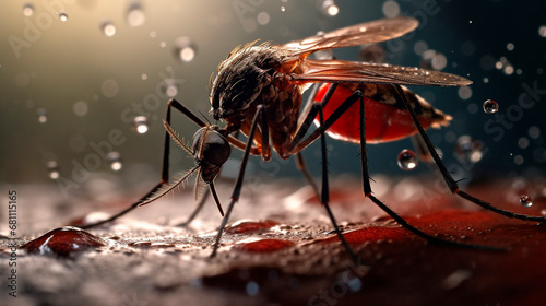 Mosquito macro close-up shot. Generative AI, © Яна Ерік Татевосян