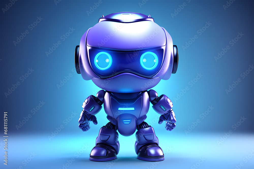 3d render of small cute blue robot cartoon style 3d render of small cute blue robot cartoon style