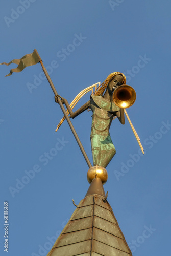 Skulptur auf dem Turm einer historischen Kapelle in Kevelaer photo