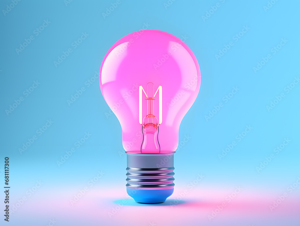 Color edison lamp 3d object in pink and blue colors Color edison lamp 3d object in pink and blue colors