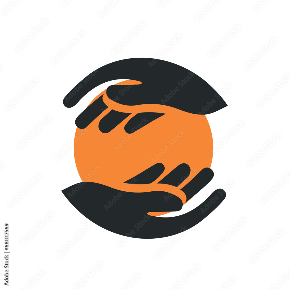 Safe hands logo design illustration vector template
