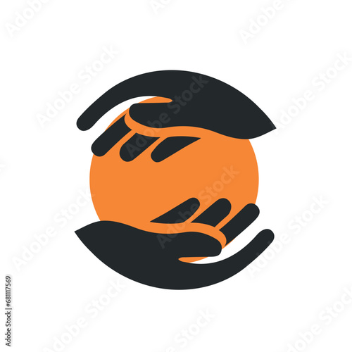 Safe hands logo design illustration vector template
