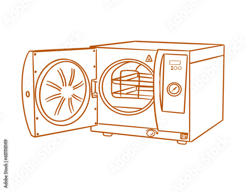lab electronic appliances_opened autoclave_vector