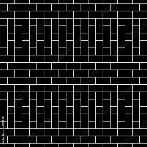 Seamless brickwall pattern. Bricks cladding wall. Walling wallpaper. Geometric ornament. Grid background. Mosaic motif. Geometrical backdrop. Digital paper, textile print, web design. Vector artwork