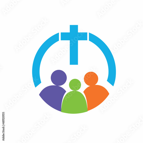 religious team cross logo,people abstract symbol icon
