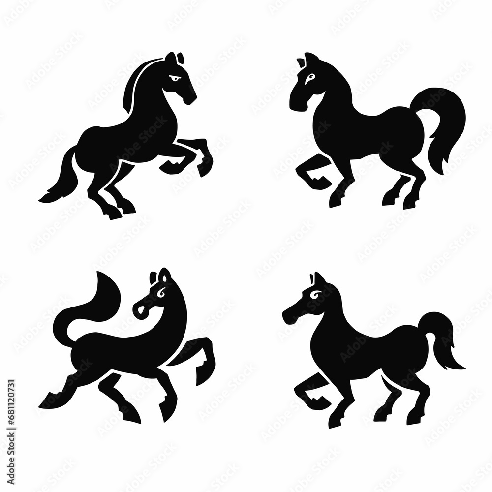 Set of Horse Silhouettes, horse, vector illustration eps 10