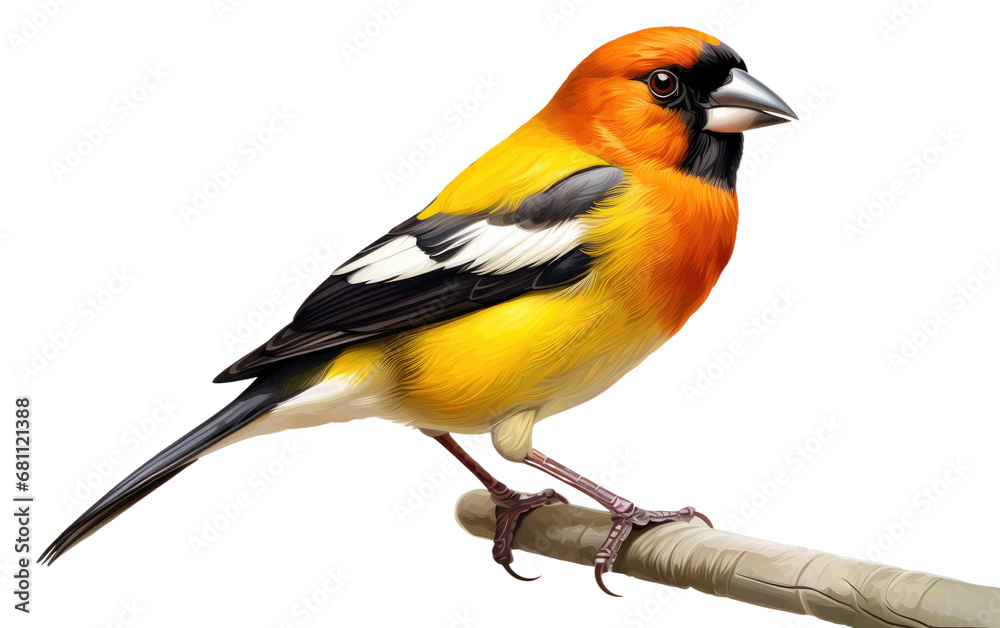 Unveiling the Vibrant Song of the Grosbeak on a Clear Surface or PNG Transparent Background.