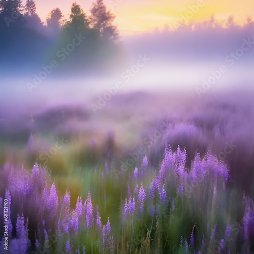 лавандовое поле в тумане © urra