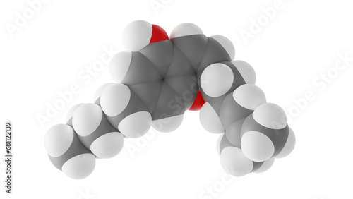 cannabichromene molecule, cannabichrome, molecular structure, isolated 3d model van der Waals photo