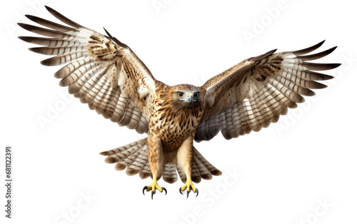 A Closer Look at the Graceful Flight of the Hawk on a Clear Surface or PNG Transparent Background.