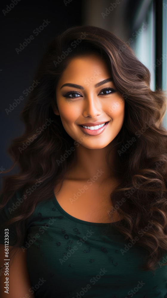 Graceful Supermodel in Bedroom, Elegantly Smiling Graceful Supermodel in Bedroom, Elegantly Smiling
