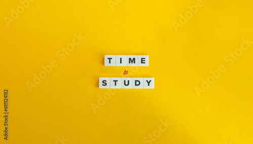 Time to Study Banner. Letter Tiles on Yellow Background. Minimal Aesthetic.
