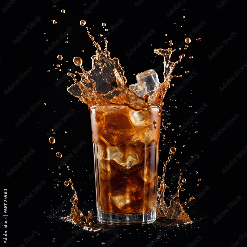 cube splash in a glass of coffee