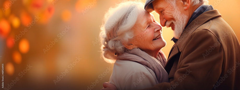 Old people in love are happy together. Generative AI,