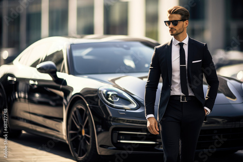 Expert Driver Beside High-End Automobile photo