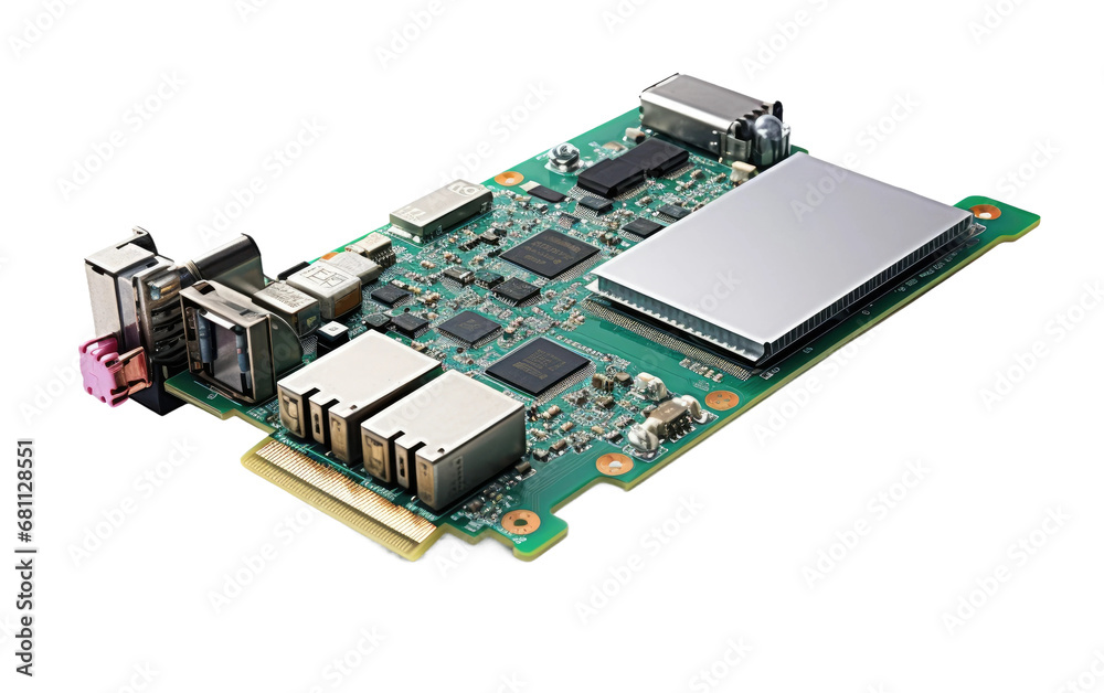 A Realistic view of a Network Interface Card on a Clear Surface or PNG Transparent Background. A Realistic view of a Network Interface Card on a Clear Surface or PNG Transparent Background.