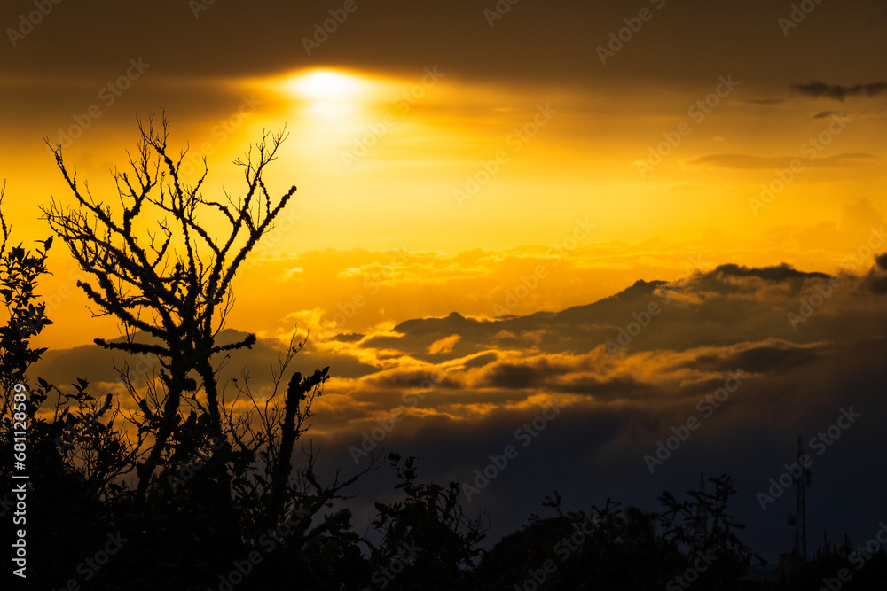 sea of clouds at sunset peaceful calm quiet landscape clouds above mountains peak dramatic sunset peaceful 