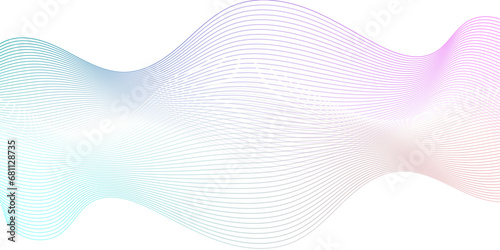 Abstract blue and pink wave geometric Technology, data science frequency gradient lines on transparent background. Isolated on white background. blue and white wavy stripes background.
