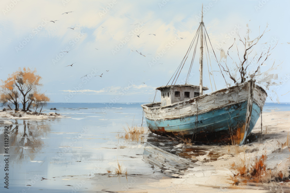 Boot liegt am Strand Boot liegt am Strand
