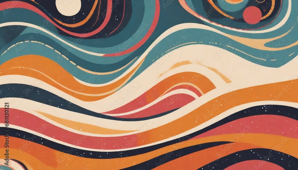 retro waves groovy poster background 70 hippie style