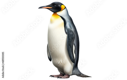 A Realistic Image of the Penguin in Antarctic Beauty on a Clear Surface or PNG Transparent Background.