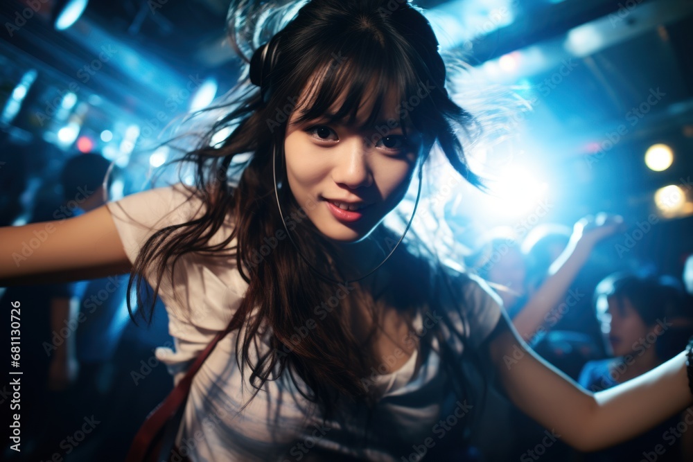 A nice looking asian college girl dancing in a club A nice looking asian college girl dancing in a club