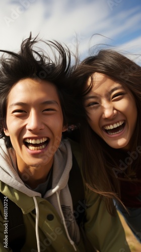 A happy young teenage asian couple © sirisakboakaew