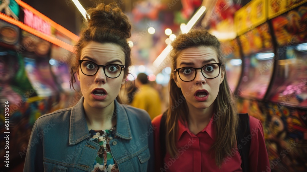 Two teenage girls stand side by side in sadness.