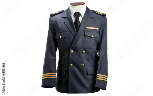 A Realistic Image of the Pilot Uniform on a Clear Surface or PNG Transparent Background. photo