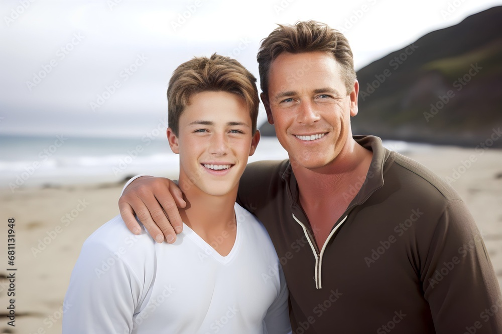 Portrait of father and child on the beach Portrait of father and child on the beach