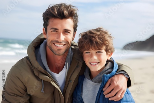 Portrait of father and child on the beach © Denisa