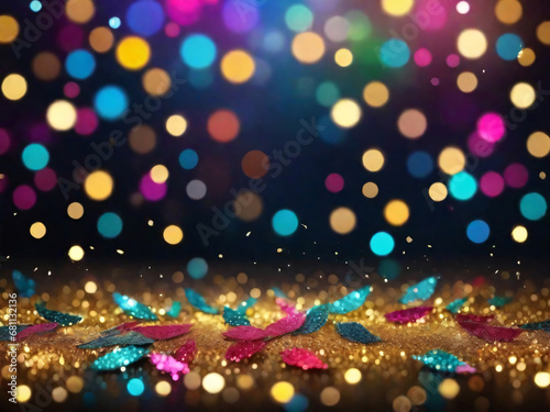 gold and full color rainbow abstract bokeh glitter golden background, dark and luxury for jewelry