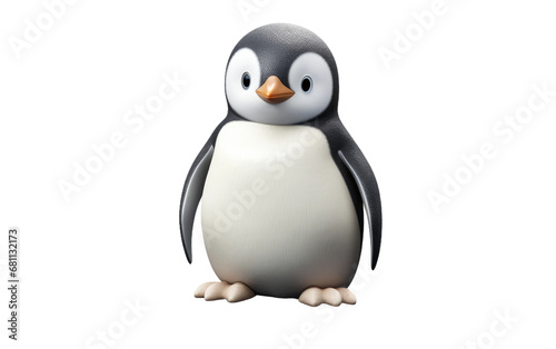 The Realistic Image of the Playful Penguin Toy on a Clear Surface or PNG Transparent Background.