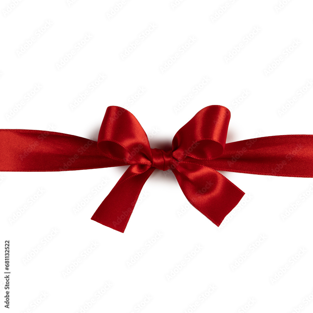 Fototapeta premium Red gift bow on white