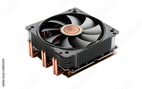 A Realistic Image of the Processor Fan on a Clear Surface or PNG Transparent Background. photo