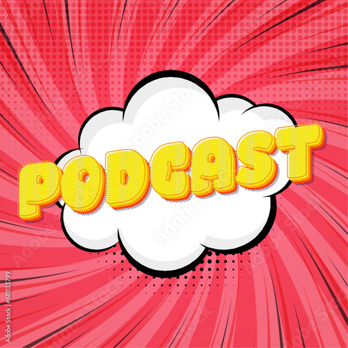 Cool cover or banner for a podcast channel. Vector Illustration.