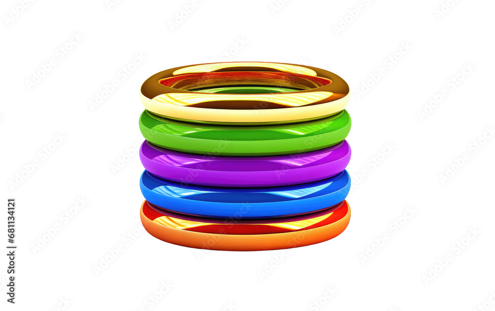 The Realistic Image of the Rainbow Ring Stacker on a Clear Surface or PNG Transparent Background.