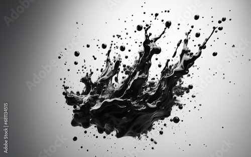 Crude oil flying in the air and water splashing on white background Black water